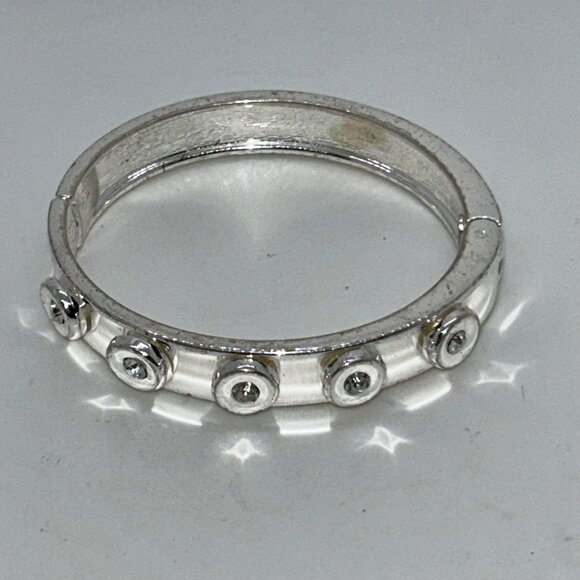 Robert Lee Morris RLM Soho Silver-Tone Hinged Bracelet Round Crystal Accents - Picture 1 of 11